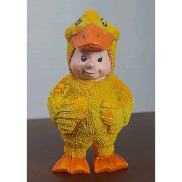 Resin‎ Child Dressed as Duck for Easter 3" Tall Yellow Orange - Picture 1 of 8